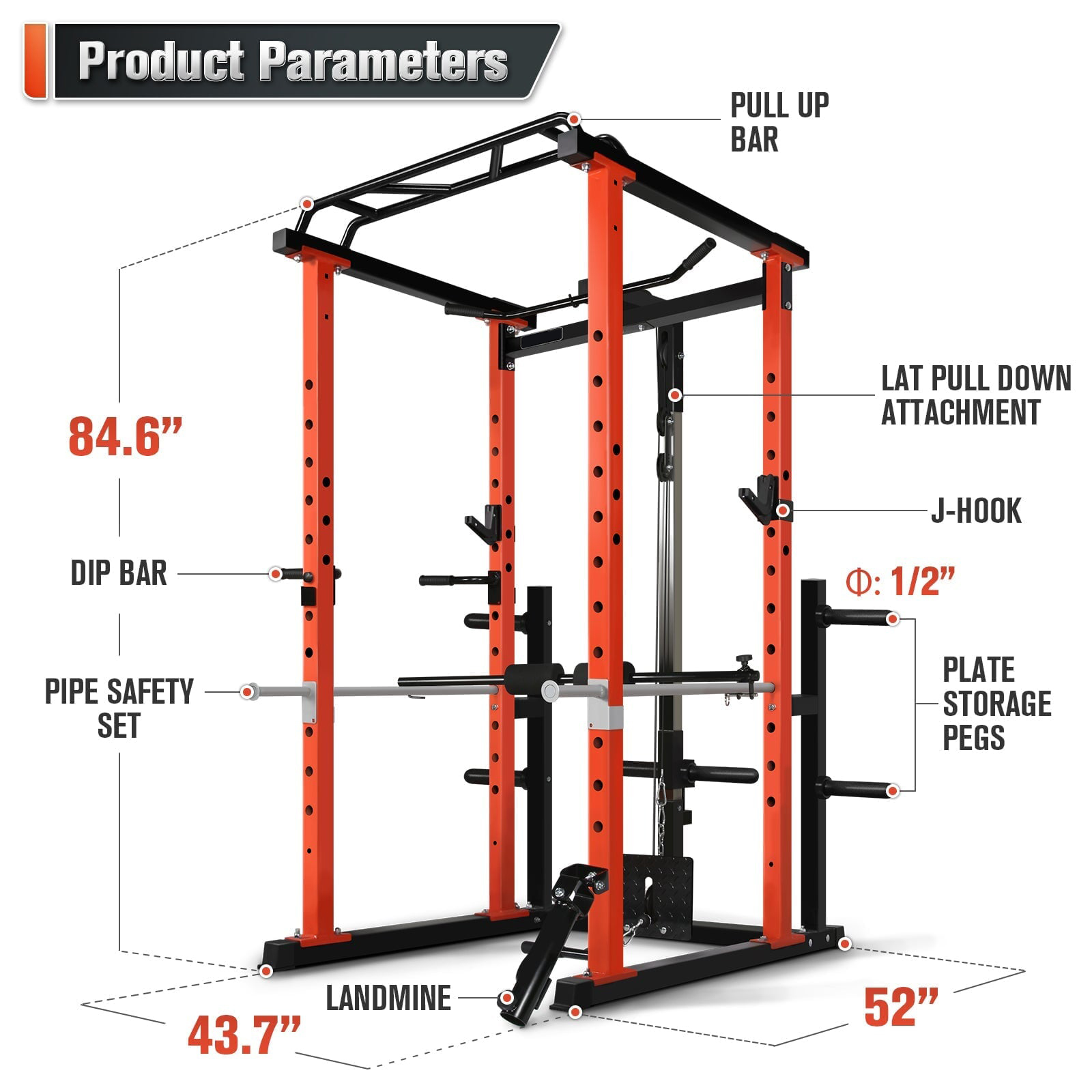 Squat Rack Power - 상업용 다기능 파워 케이지 홈짐 풀다운