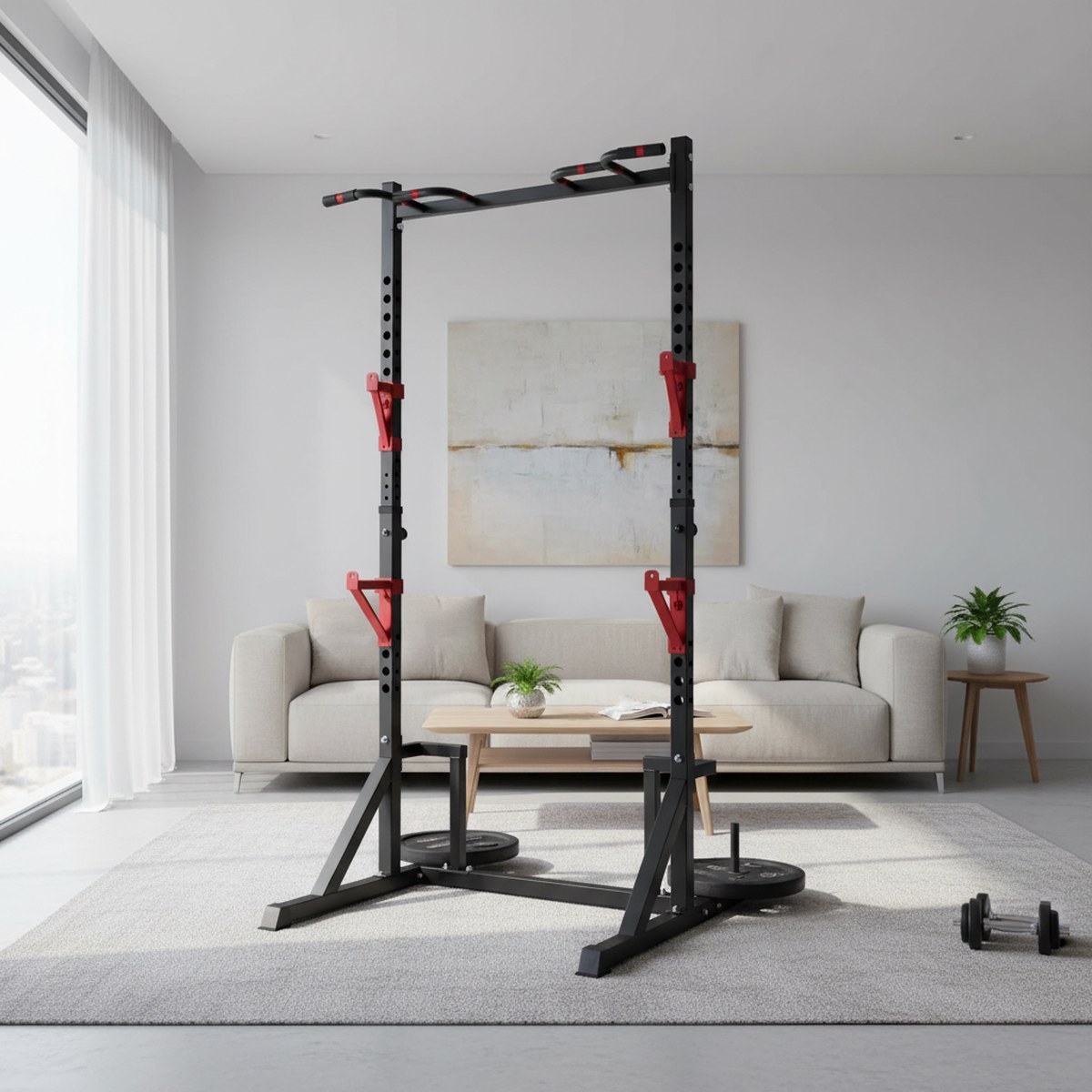 조절 가능한 파워 랙과 풀업 바가 있는 홈짐 스쿼트 스 - Squat Rack Power 리뷰 및 가격