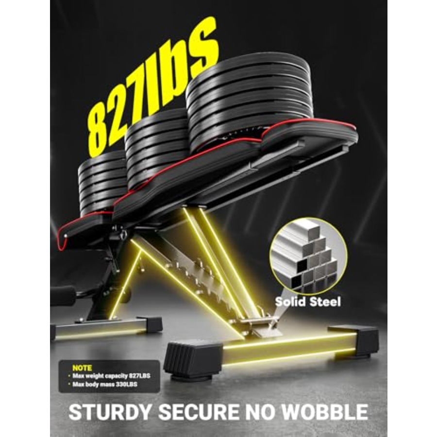 조절 가능한 웨이트 벤치 827LB, 키 큰 사용자를  - Home Gym Second 리뷰 및 가격