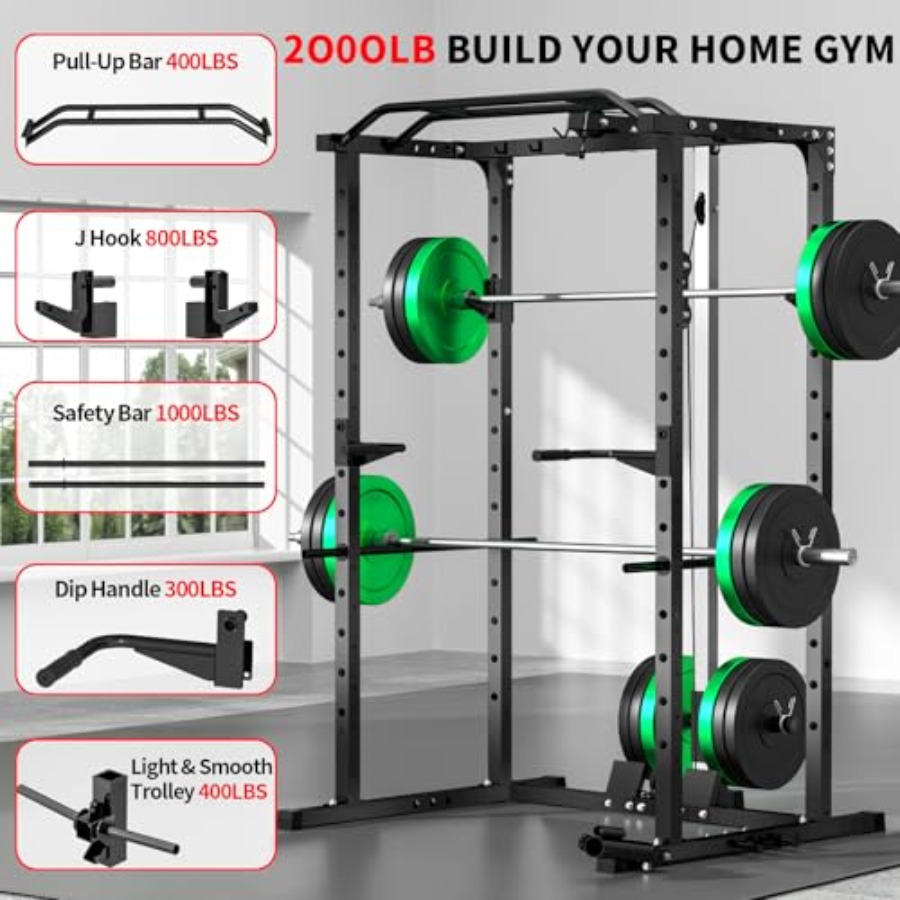 홈짐 파워 랙 (랫풀다운 포함) 블랙 스틸 2000LB - Squat Rack Power 리뷰 및 가격