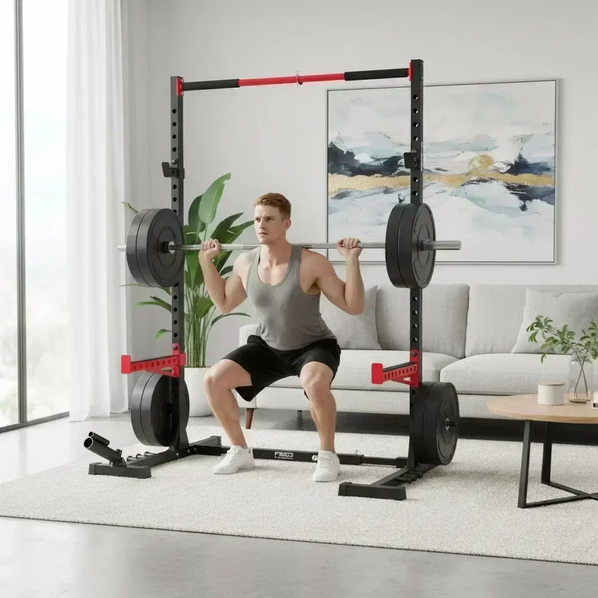 조절 가능한 홈짐 스쿼트 랙, 풀업 바 포함, 고중량  - Squat Rack Power 리뷰 및 가격