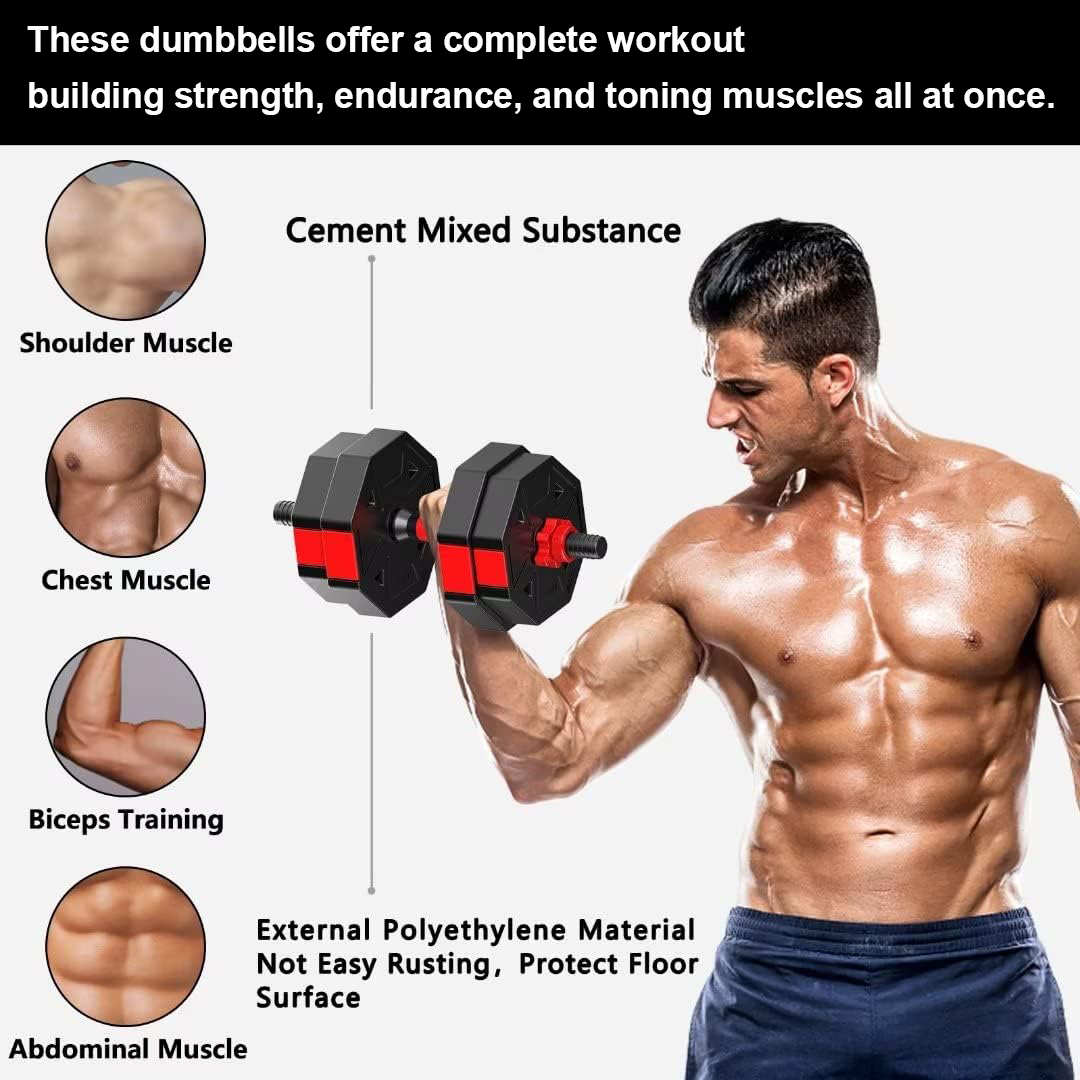 조정 가능한 덤벨 - 바벨 피트니스 세트 - 44lbs - Home Gym Kit For Men 리뷰 및 가격