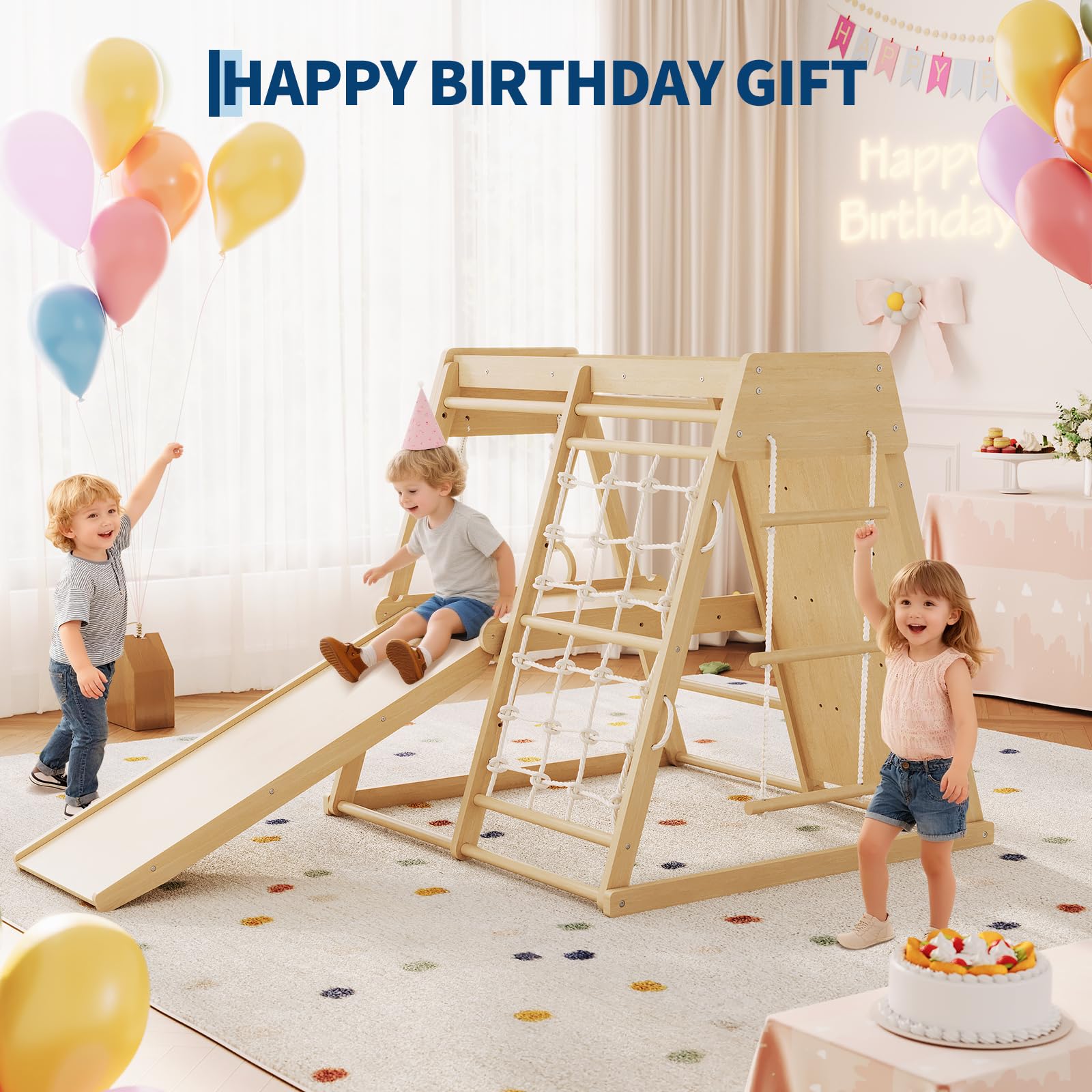 어린이용 6 in 1 목재 실내 정글짐, 슬라이드 클라 - Home Gym For Toddlers 리뷰 및 가격